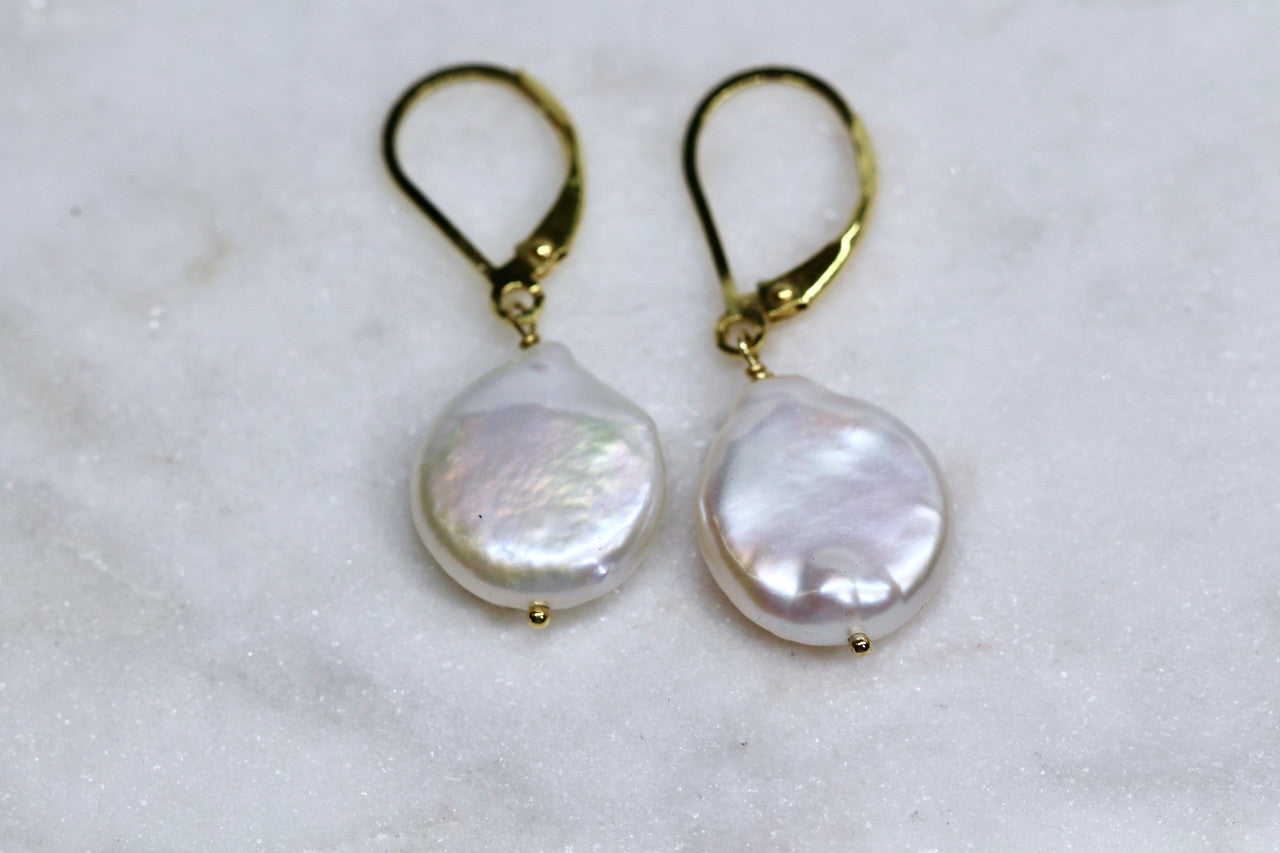 14K Yellow Gold Pearl Earring