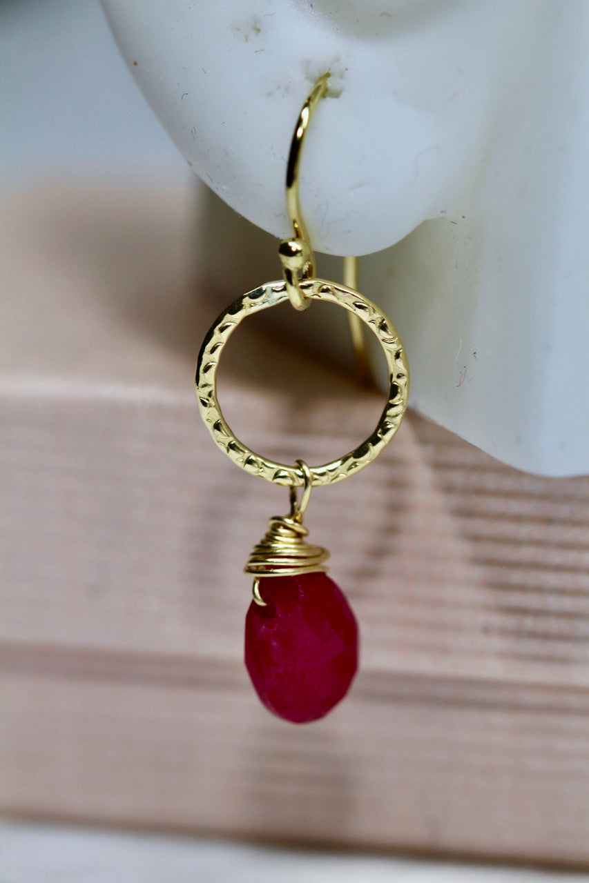 Minimal Ruby Earring