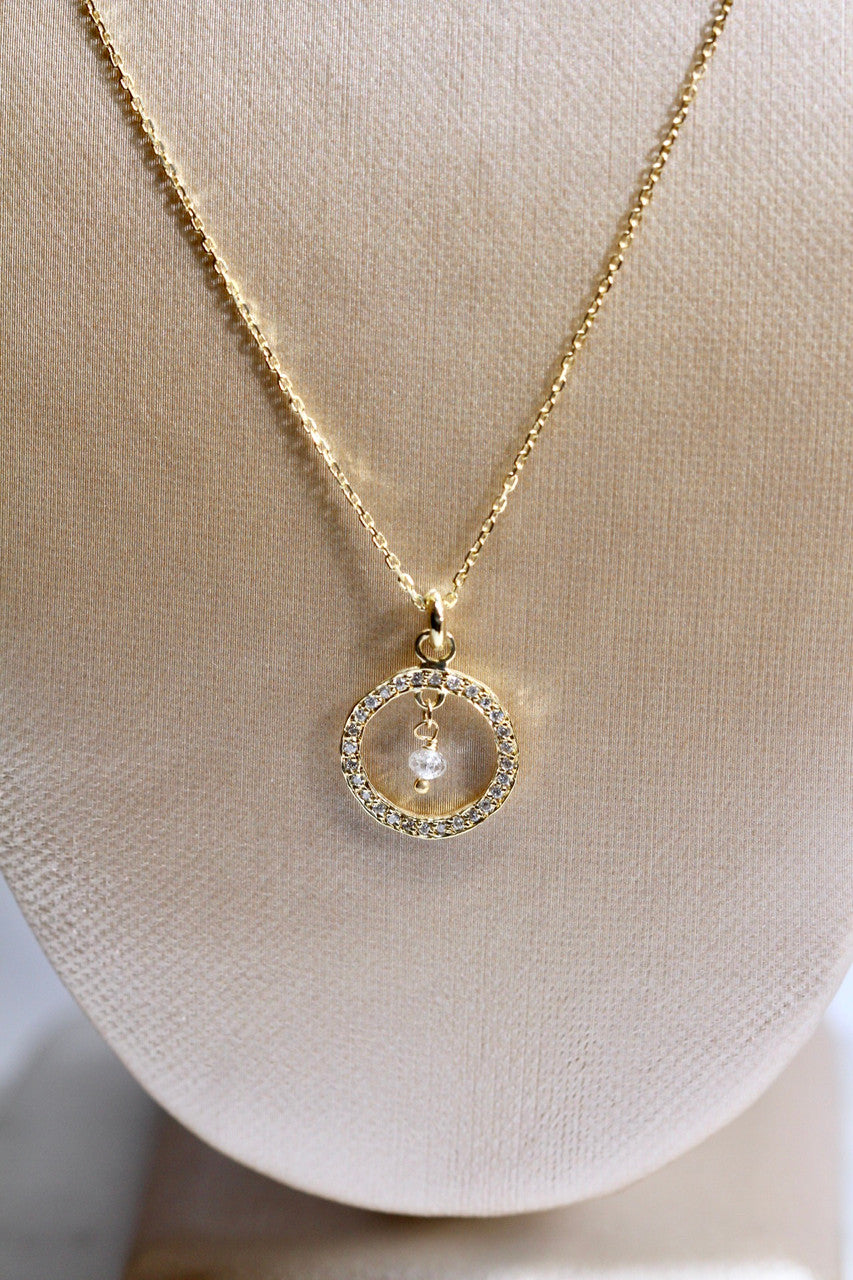 Unique 14K Yellow Gold Diamond Necklace