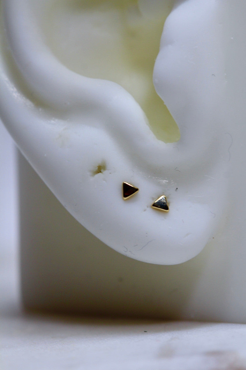 14K Yellow Gold Tiny Triangle Earrings