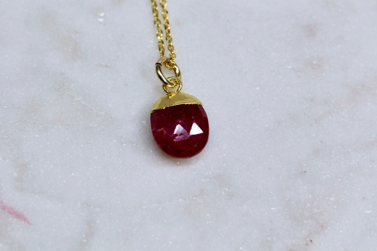 14K Yellow Gold Ruby Pendant