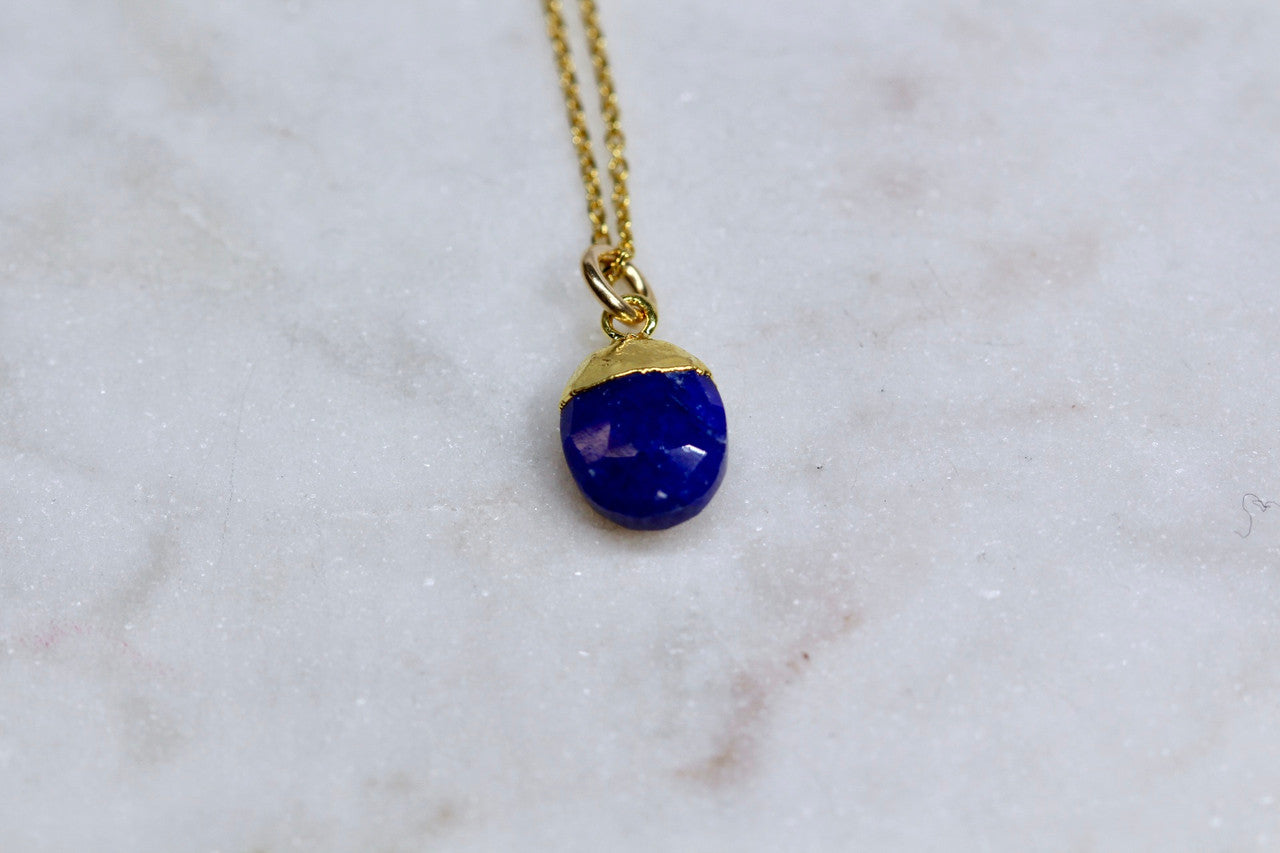 14K Yellow Gold Sapphire Pendant 