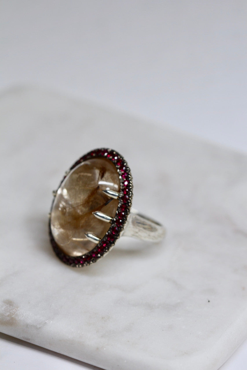 Rutilated Quartz Ruby Ring