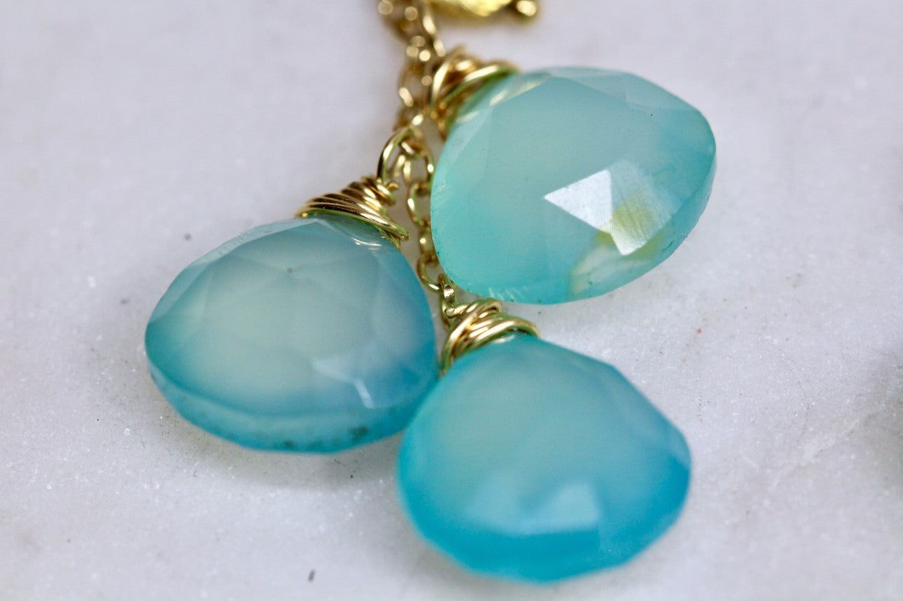 Blue Aqua Chalcedony Gemstone Earring