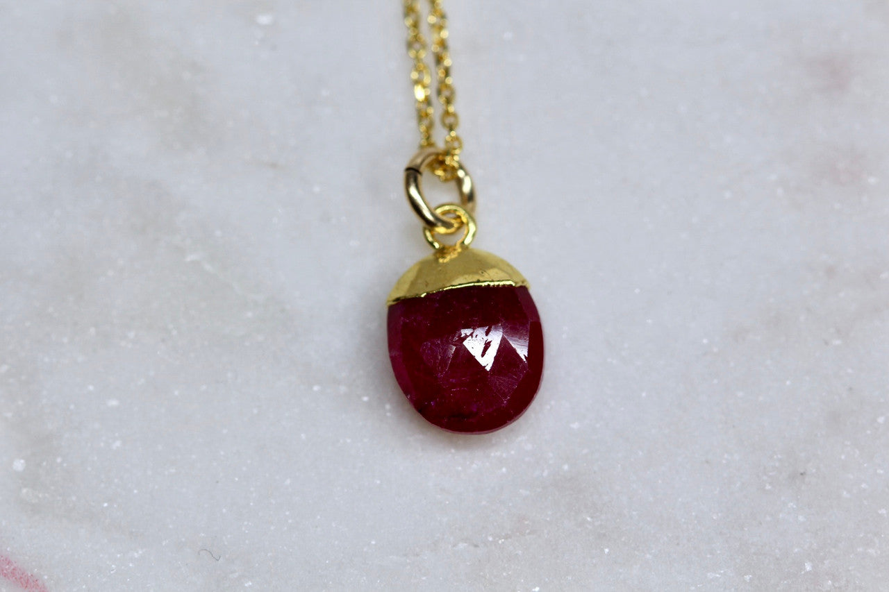 Red Ruby Gemstone Necklace