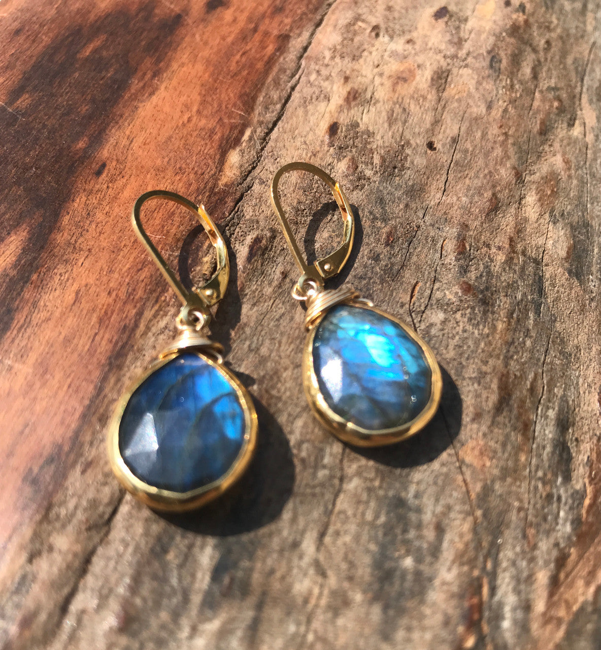 Labradorite Tear Drop Earring, 14K Yellow Gold Labradorite Drop earring, Handmade Labradorite GemStone Drop Earring, Gift For Her