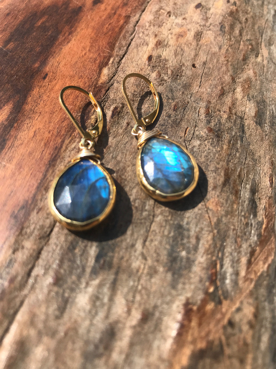 Labradorite Tear Drop Earring, 14K Yellow Gold Labradorite Drop earring, Handmade Labradorite GemStone Drop Earring, Gift For Her