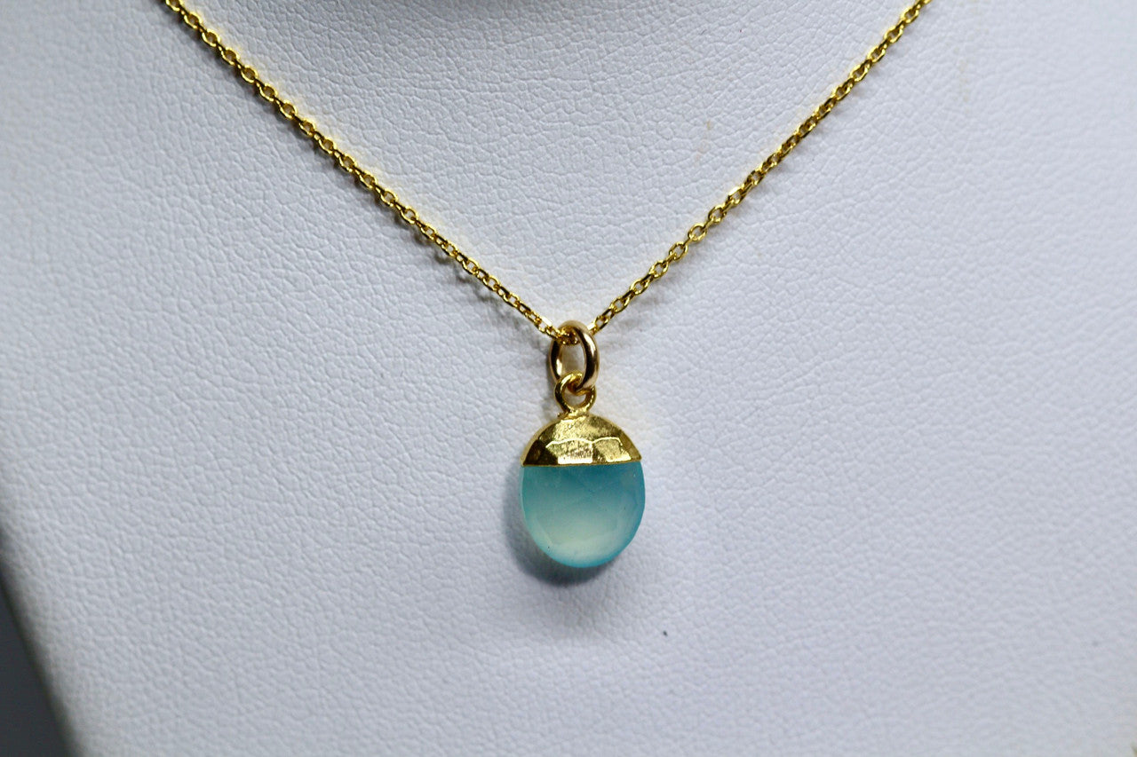 Unique Aqua Chalcedony Pendant