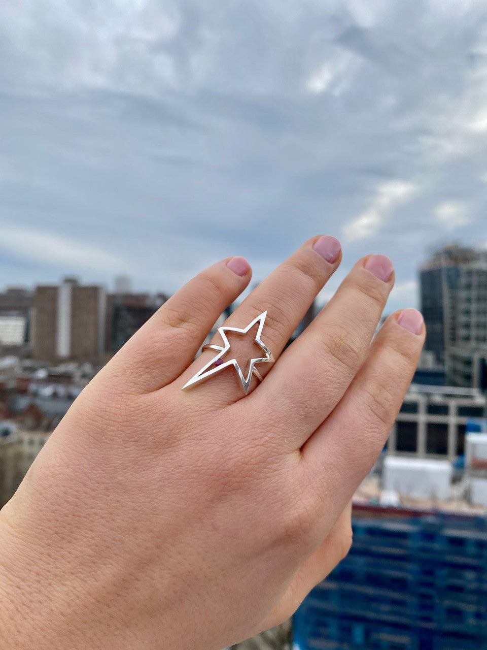 Sterling silver star ruby ring