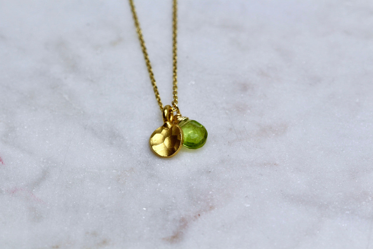 Handmade Gold Peridot Necklace