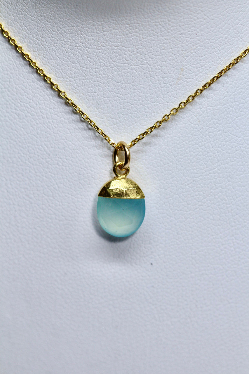 Blue Aqua Chalcedony Necklace