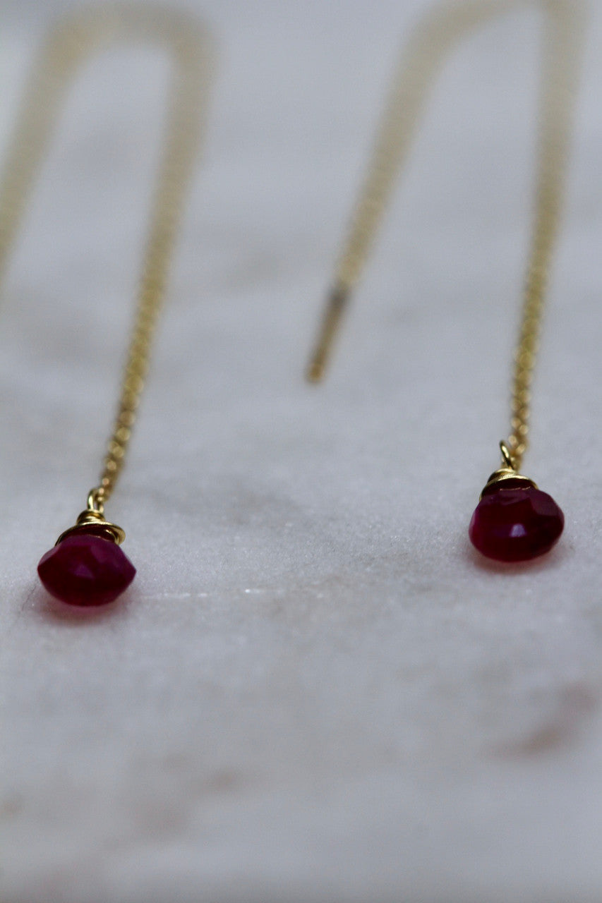 14K Yellow Gold Ruby Earring