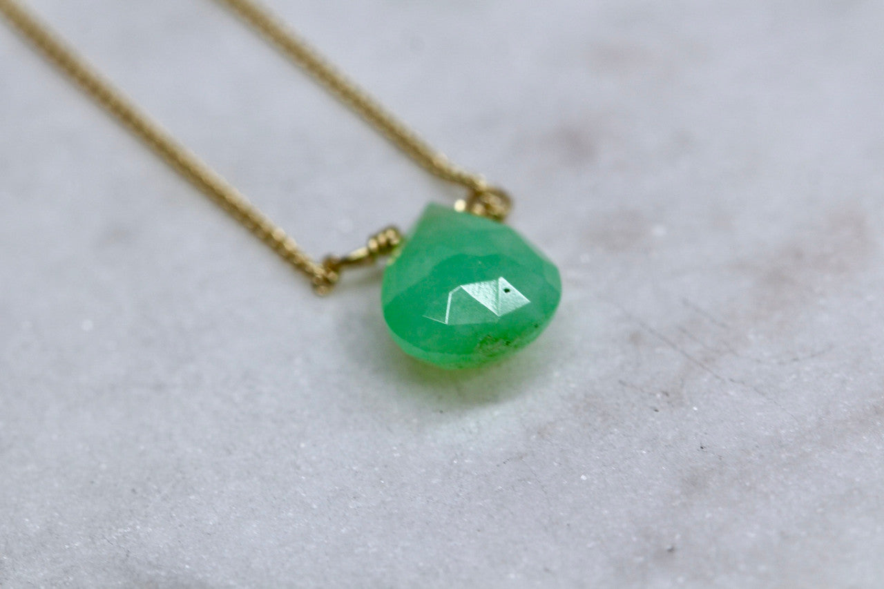 14K Yellow Gold Chrysoprase Pendant