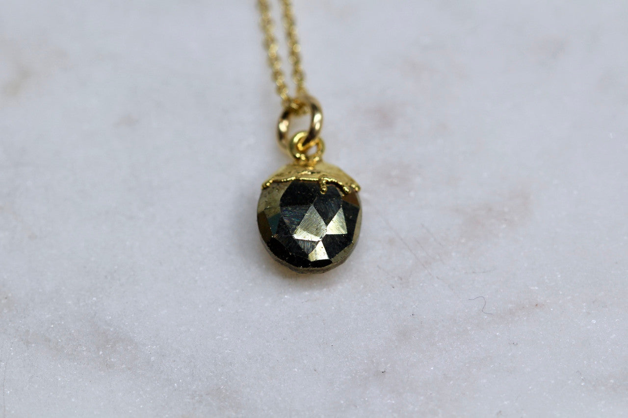 14K Yellow Gold Pyrite Necklace