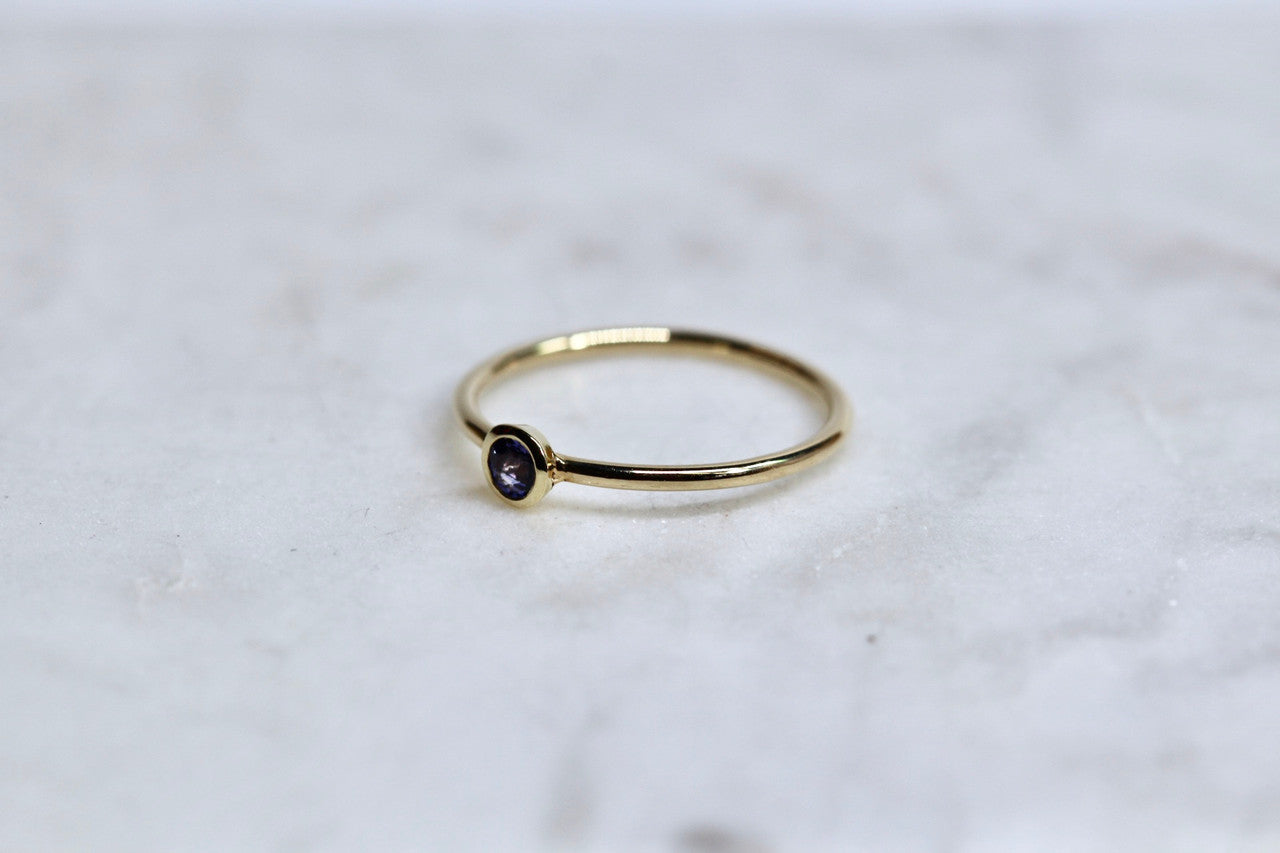 14K Yellow Gold Handmade Blue Sapphire Ring