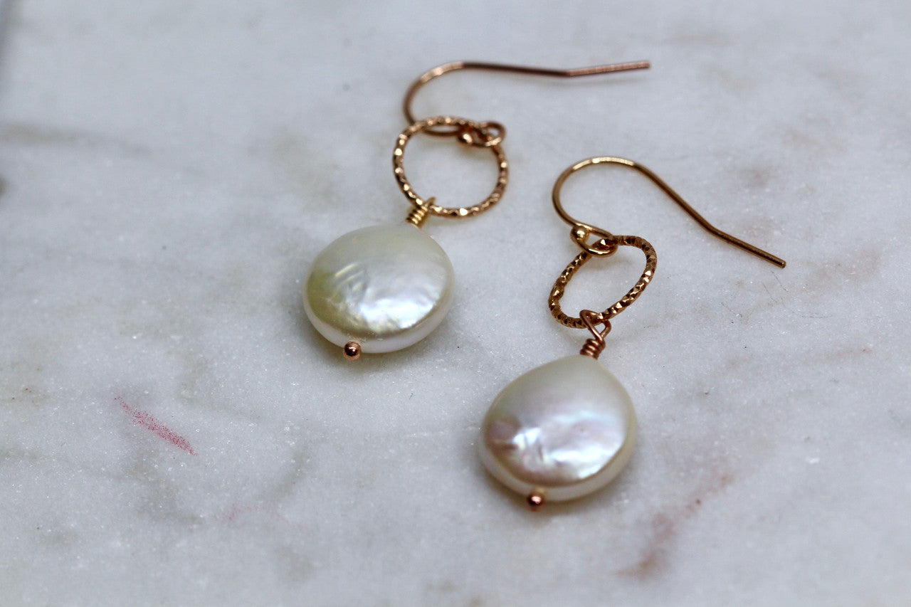 Handmade 14K Rose Gold Pearl Earring