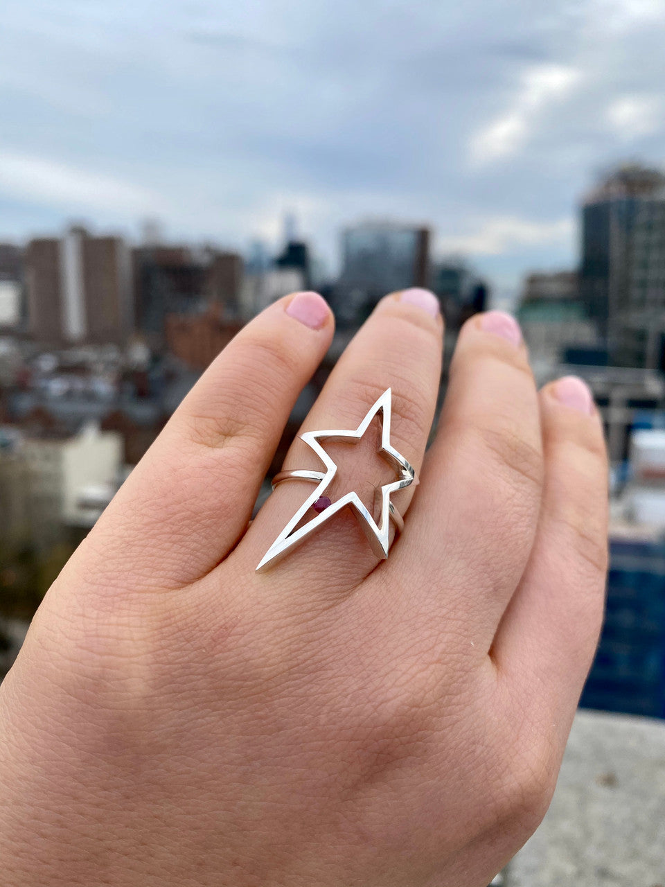 Sterling silver ruby custom handmade ring