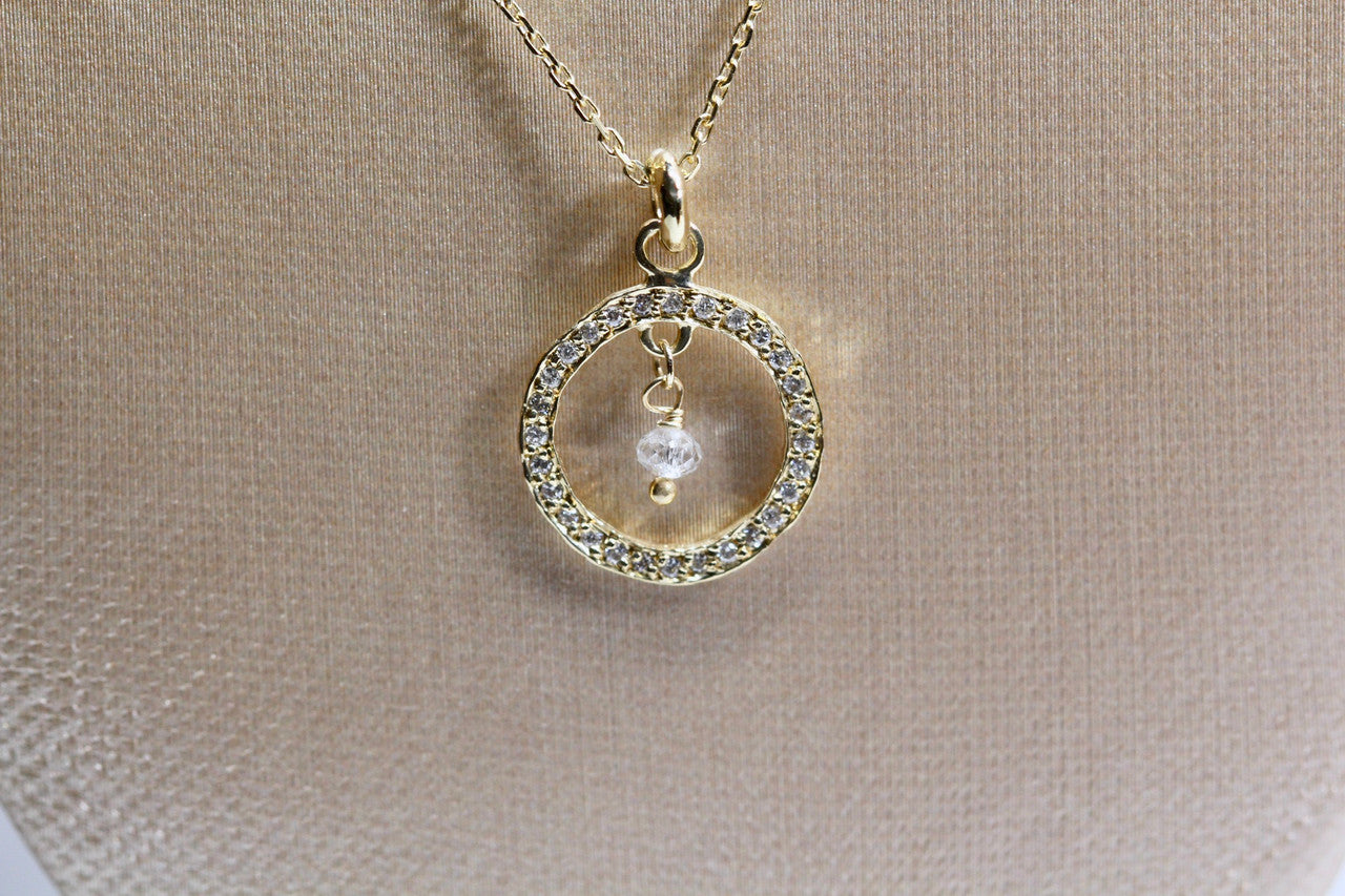 Handmade 14K Yellow Gold Diamond Pendant 