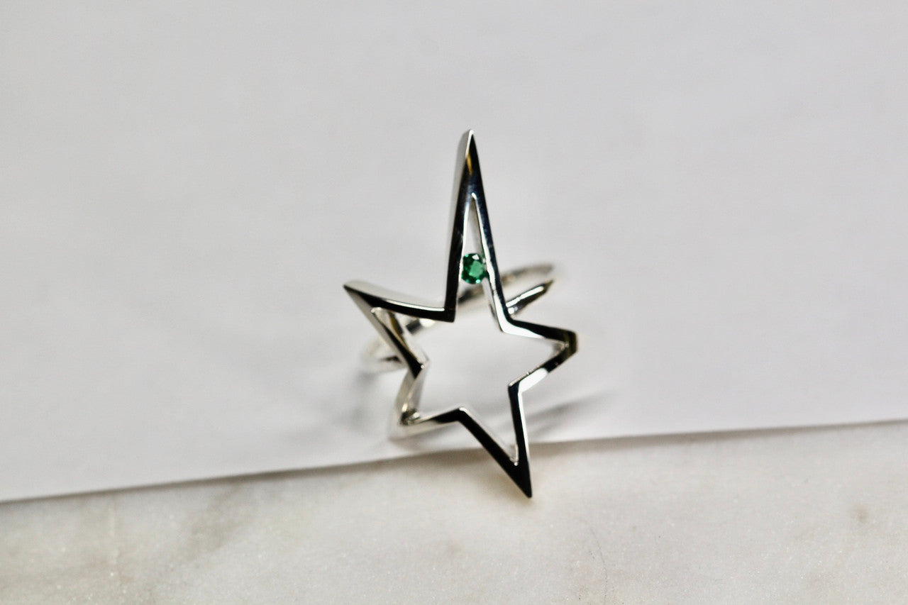 Handmade star custom gemstone ring.