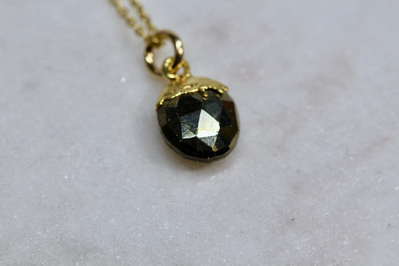 14K Yellow Gold Pyrite Pendant