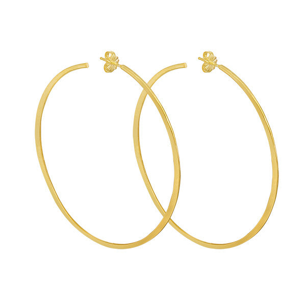 Large 14K Yellow Gold Hammered Hoops, Gold Large Statement Hoop Earring,  Hand Made Hammered Hoop Earring 