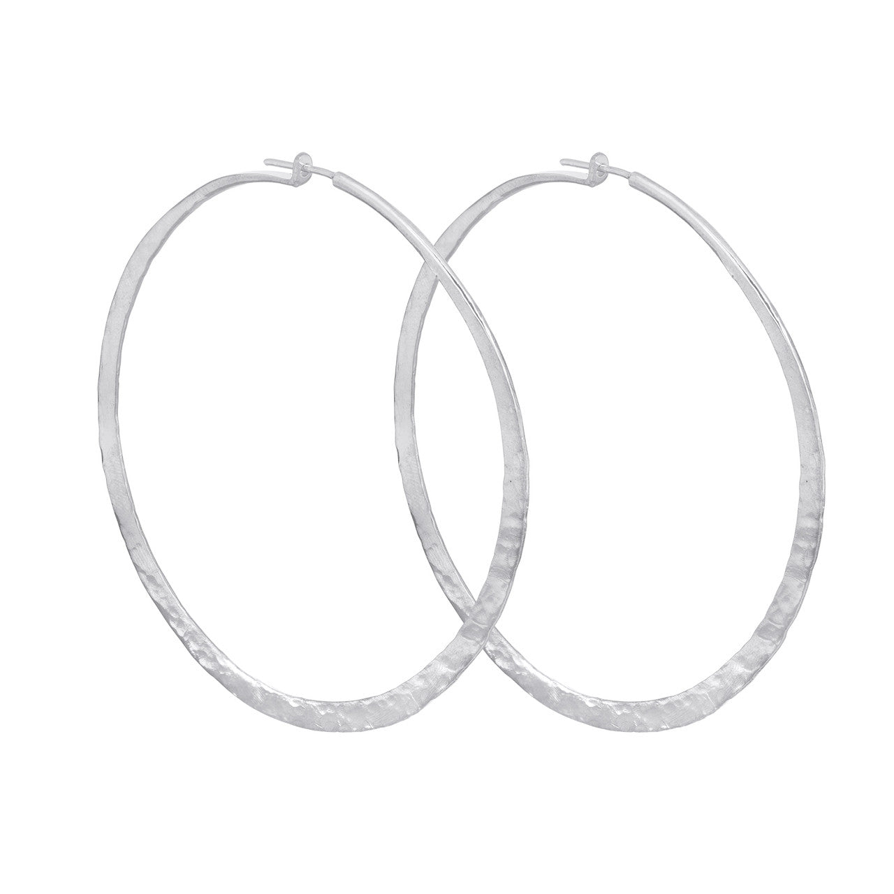 Sterling Silver Large Hammered Hoop, Hand Made Hammered Hoop Earring, 925 Sterling Silver Large Hoop