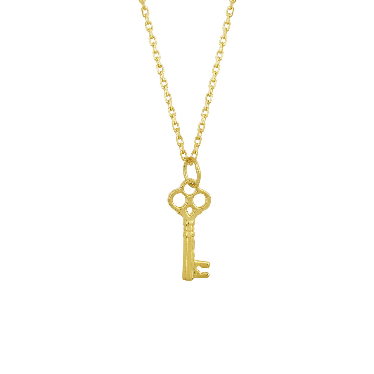 Tiny Gold Classic Key Necklace, Gold Plated Sterling Silver Key Necklace, Key Necklace, Layering Necklace Hand Made