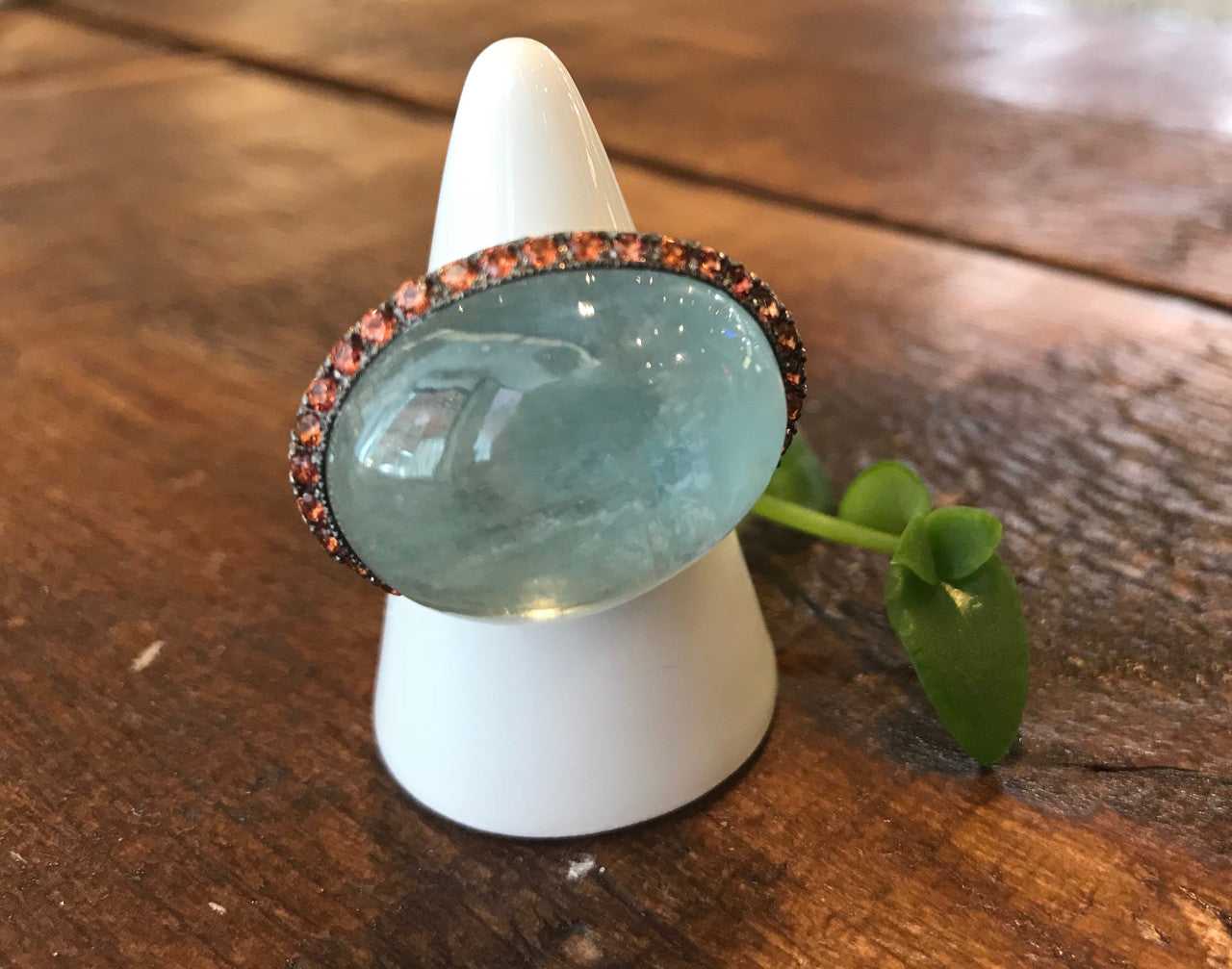 Large Unique Special Aquamarine Cocktail Ring 