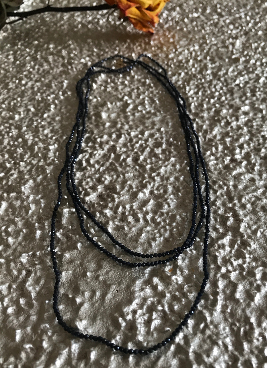 60 Inches Long Black Spinelle Necklace, Long Layering Black Spinelle Necklace, Hand Knotted Black Spinelle Long Layering necklace