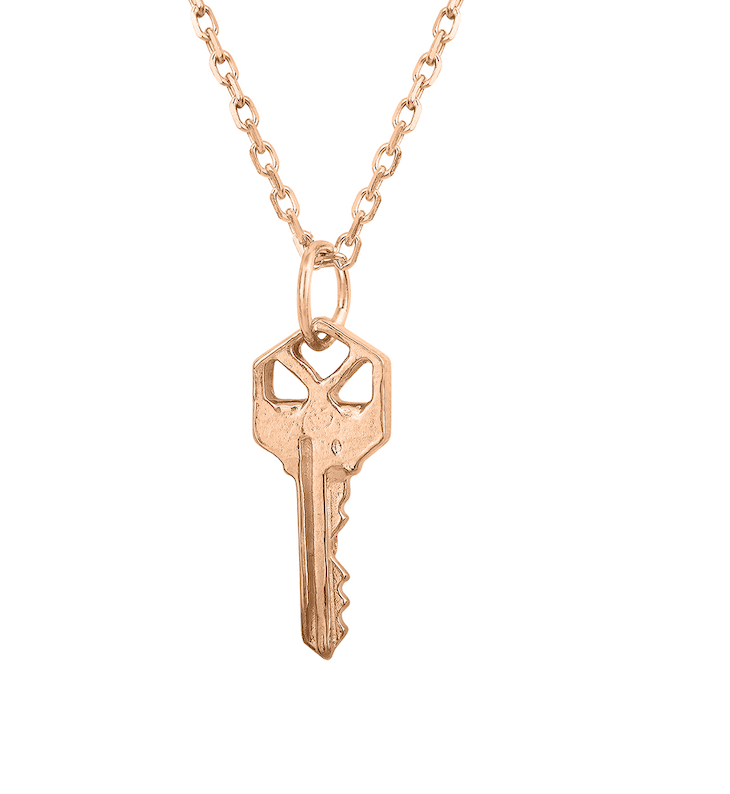 Very Unique 14K Rose Gold Square Key Necklace 
 