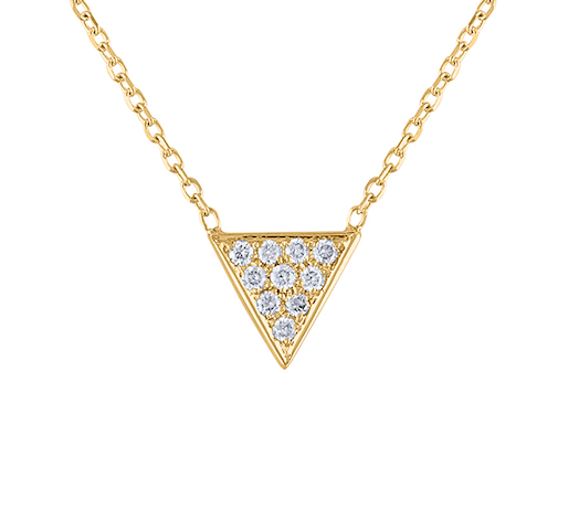 Exquisite 14K Triangle Diamond Necklace, Unique Diamond Minimal Layering Triangle Necklace, Hand Crafted 14K Yellow Gold Diamond Necklace, Diamond Pendant