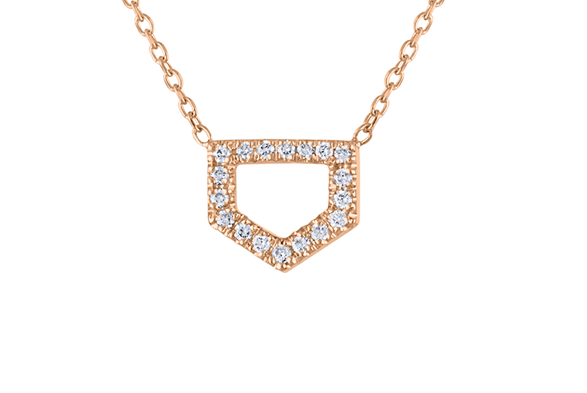 Unique Polygon Shape Diamond Necklace, 14K Rose Gold Polygon Pendant necklace, Diamond Rose gold Exquisite necklace