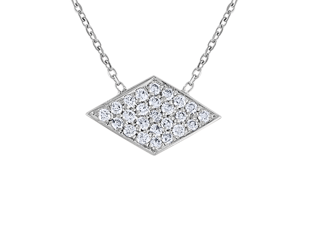 Unique Diamond  Argyle Rhombus Necklace, 14K White Gold Diamond  Rhombus Necklace, Exquisite Hand Crafted 14K White Gold Diamond Necklace 