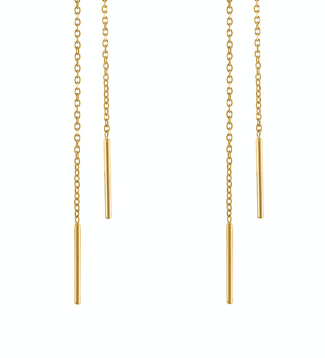 Exquisite Yellow Gold Chain Earrings