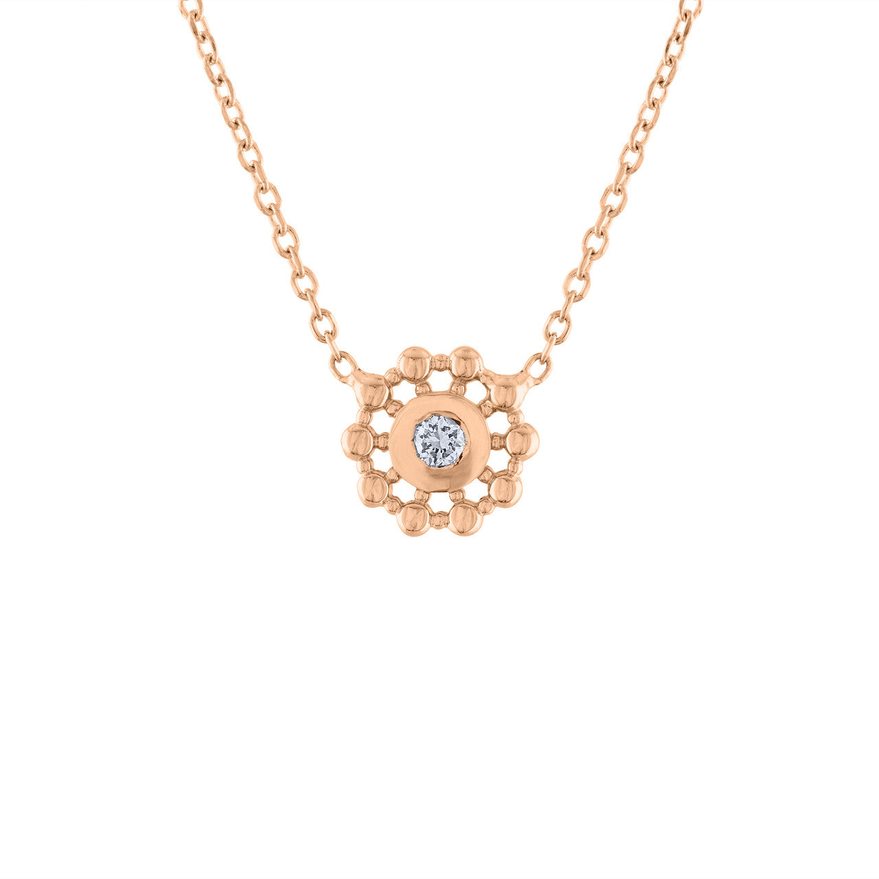 0.10 Ct Diamond Stardust Pendant Necklace, 14K Rose Gold Diamond Necklace, Diamond Solitaire Necklace, Hand Made Diamond Stardust Necklace