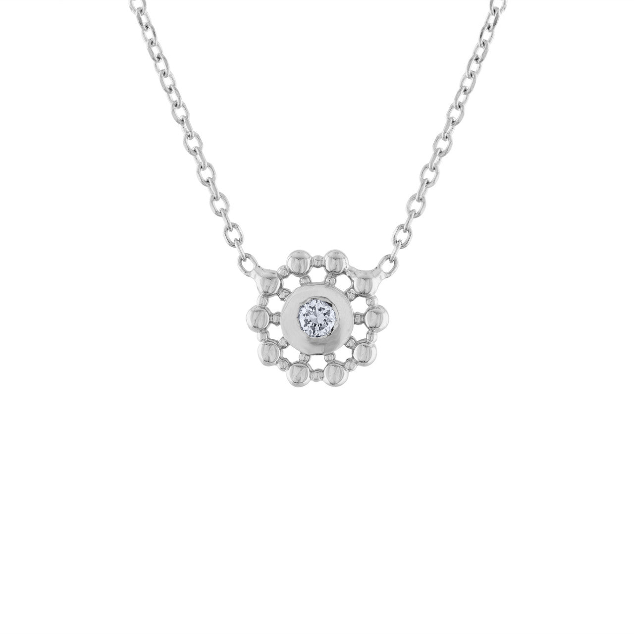 0.10 Ct Diamond Stardust Pendant Necklace, 14K White Gold Diamond Necklace, Diamond Solitaire Necklace, Hand Made Diamond Stardust Necklace