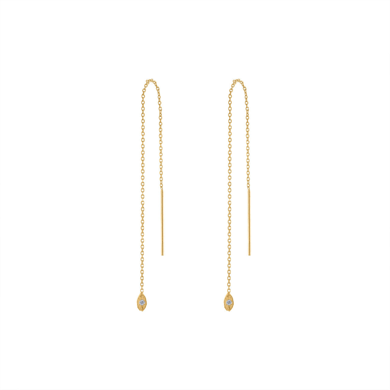 14K Yellow Gold Diamond Threader Earring 