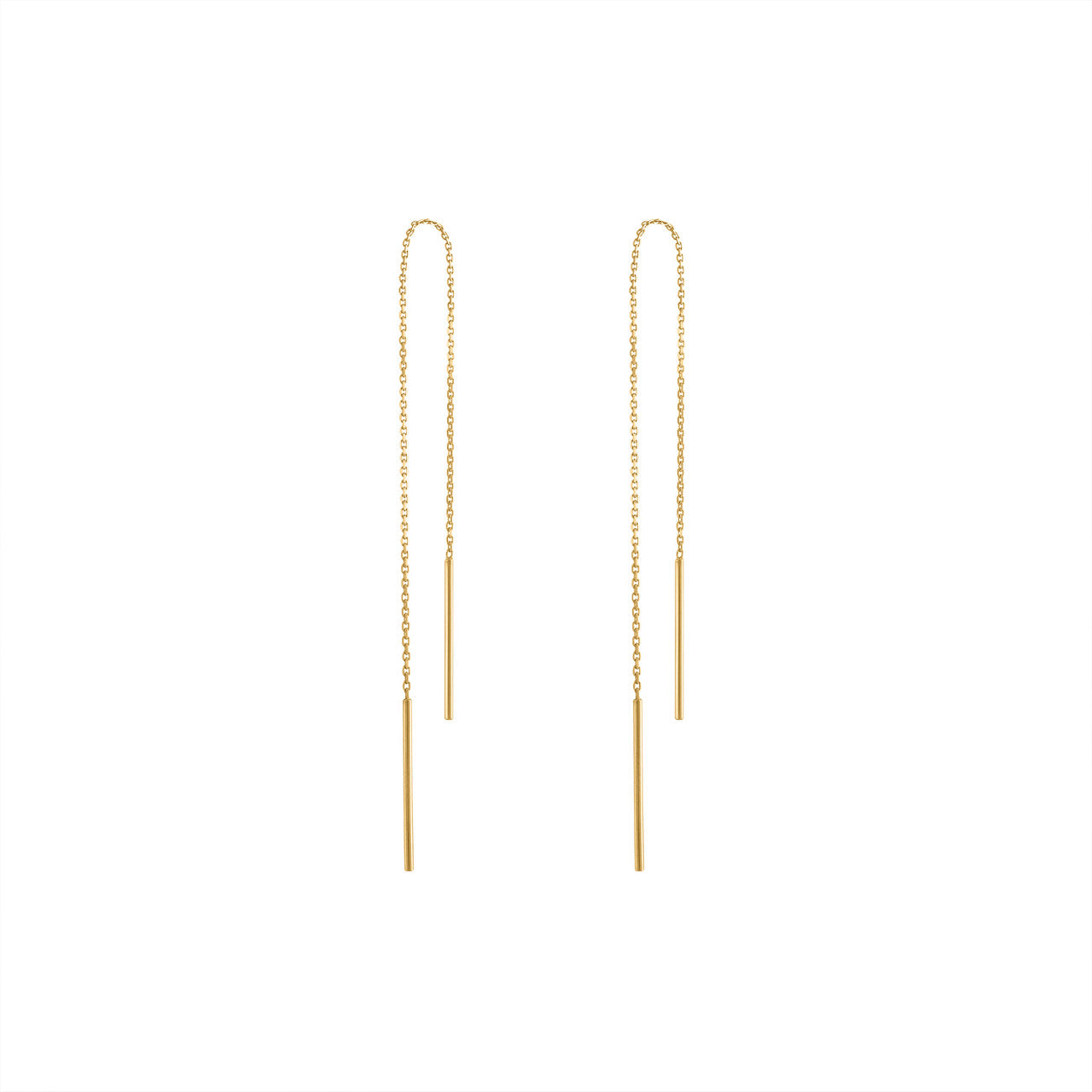 Unique 14K Yellow Gold Threader Earrings, Solid Yellow Gold Wire Threader Earrings