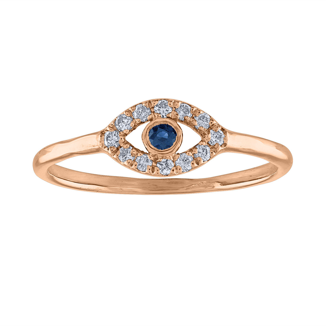 14K Rose Gold Evil Eye Ring, Handmade Evil Eye diamond Ring, Evil Eye Ring, Pinky Ring, Protection Ring, Rose Gold Diamond Ring , Third Eye Ring