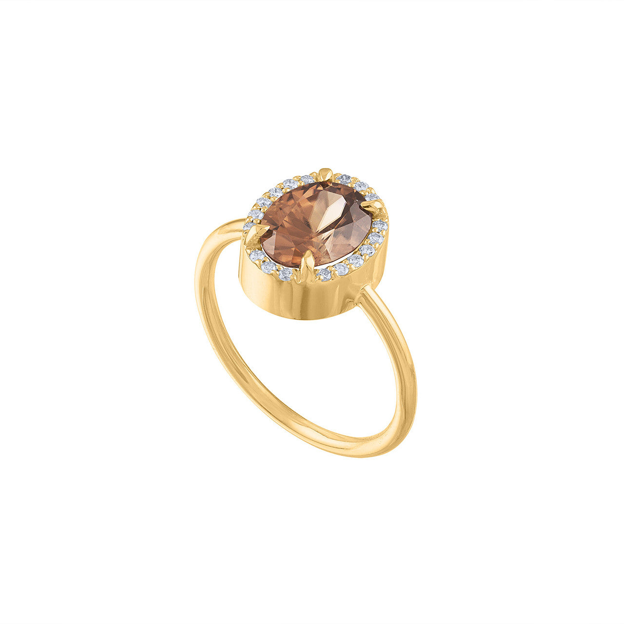 2.47 Diamond & Imperial Topaz Engagement Ring, Unique Halo Diamond Ring, Diamond Cocktail Ring, Handcrafted Anniversary Ring Imperial Topaz