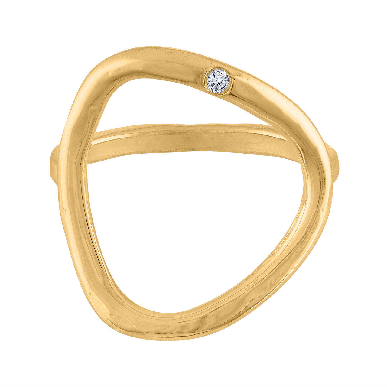 14K Yellow Gold Diamond Cocktail Ring, Diamond Gold Statement Ring,  Middle Finger Ring, Gold Ring