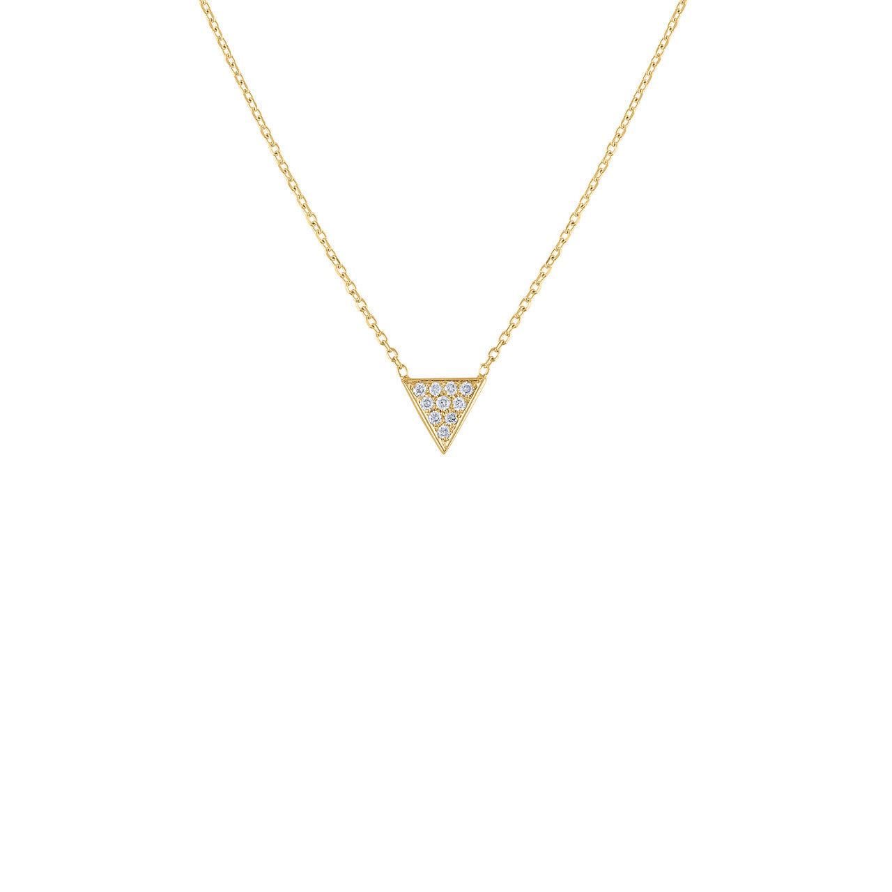 14K Triangle Diamond Necklace, Unique Diamond Minimal Layering Triangle Necklace, Hand Crafted 14K Yellow Gold Diamond Necklace, Diamond Pendant