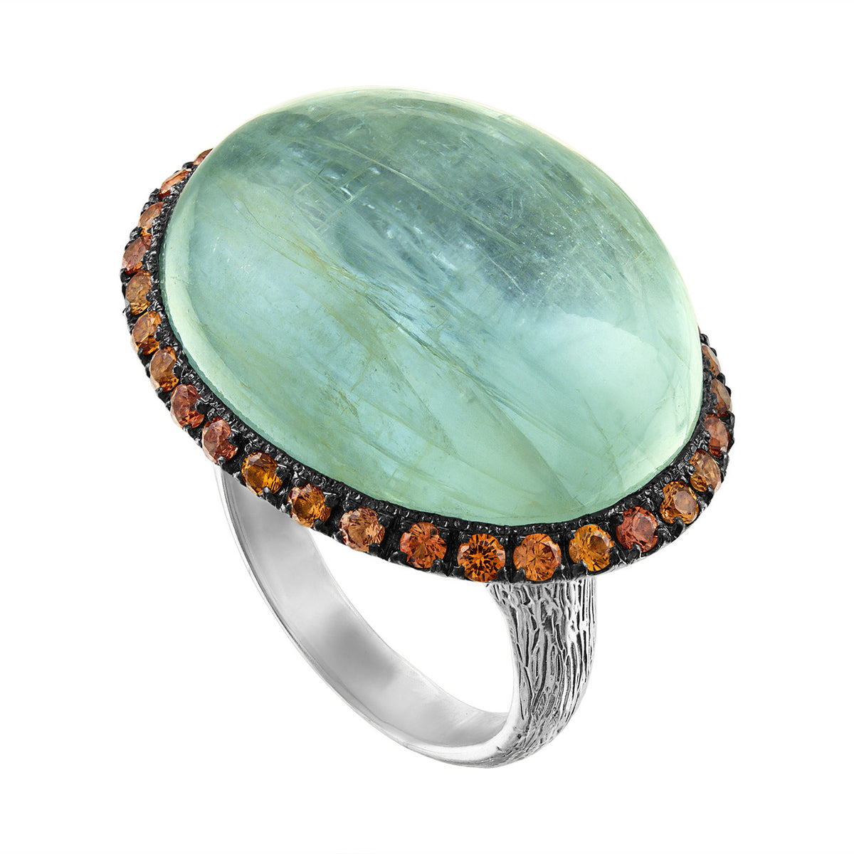 A Single Cocktail Rings Unique One Of A Kind Large Aquamarine Orange Sapphire Cocktail Ring, 3