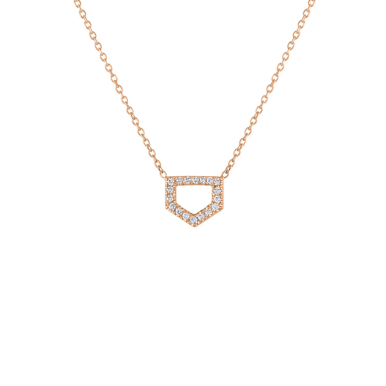 Unique Polygon Shape Diamond Necklace, 14K Rose Gold Polygon Pendant necklace, Diamond Rose gold Exquisite necklace