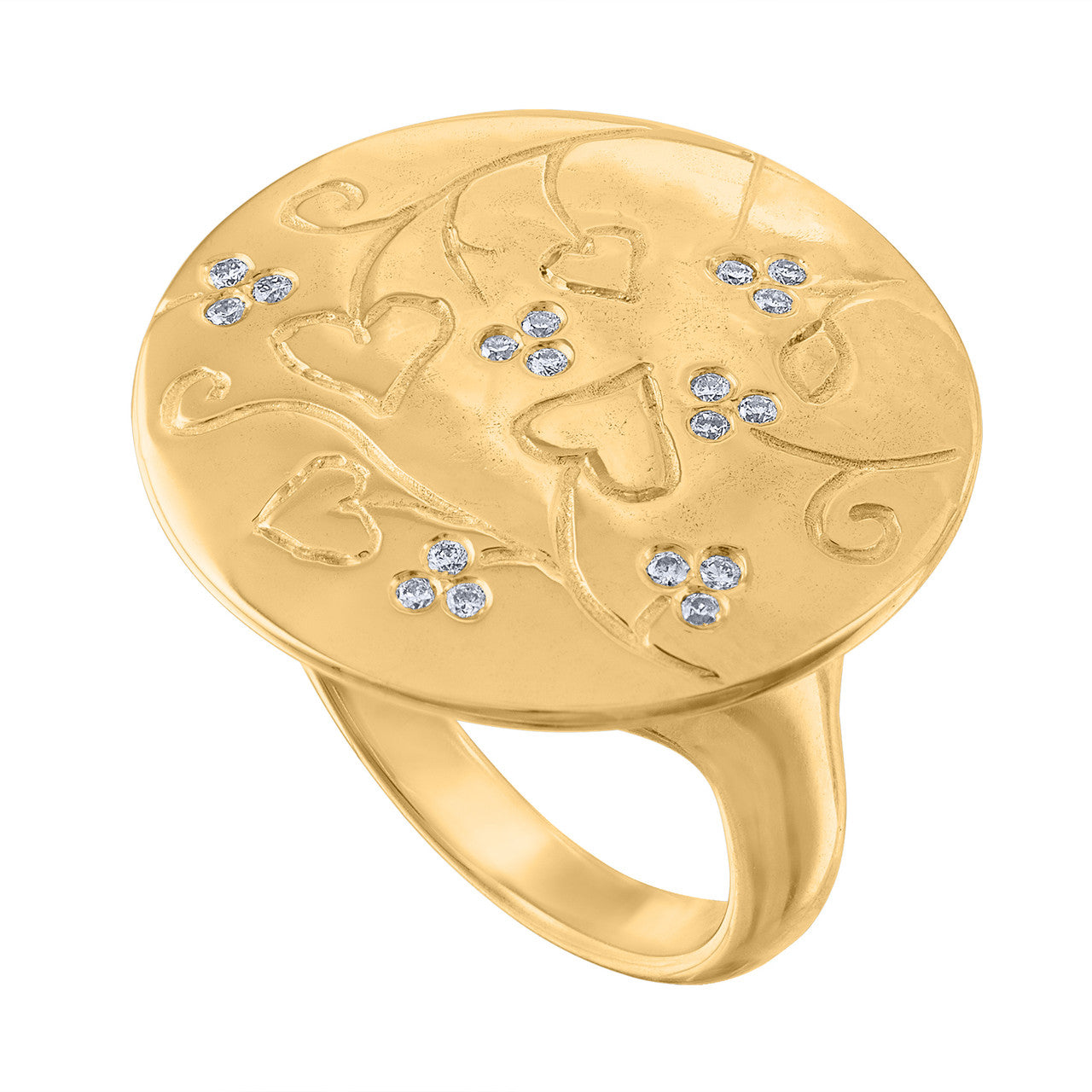 Exquisite Diamond Statement Cocktail Ring set in solid 18K yellow gold