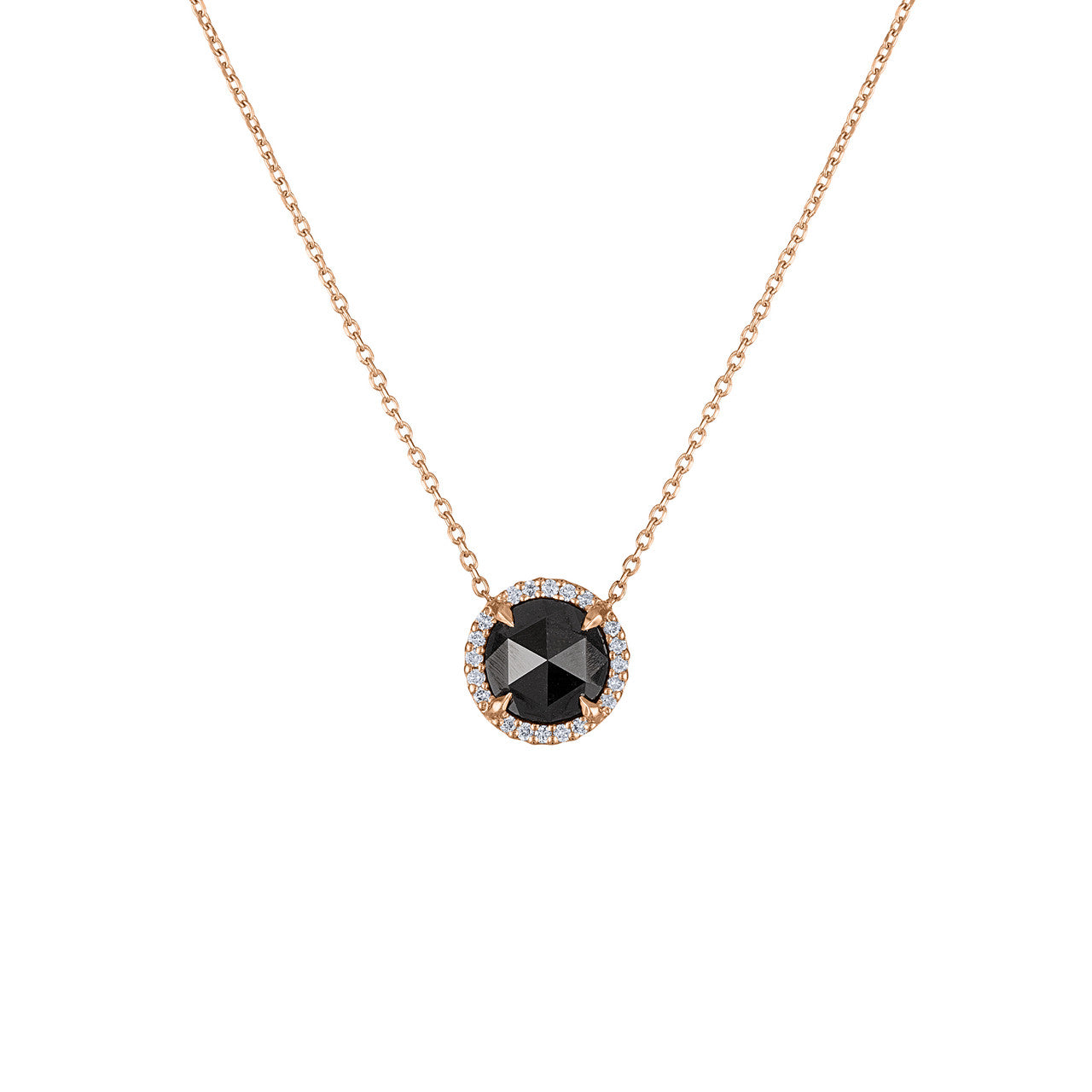 Unique Rose Cut Black Diamond Halo Pendant