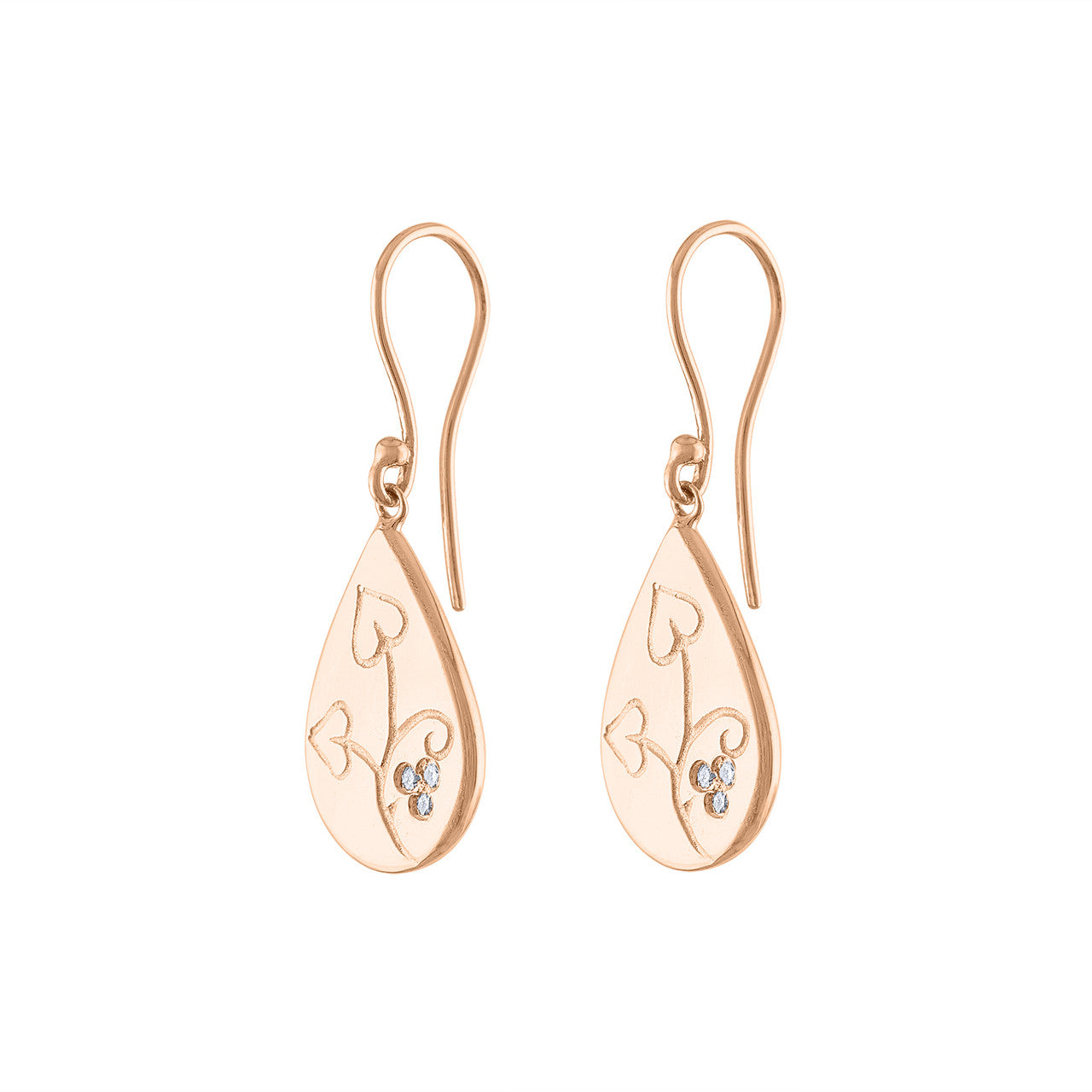 Exquisite Teardrop Diamond Earrings, 14K Rose Gold Diamond Teardrop Earring, Hand Crafted Diamond Earring